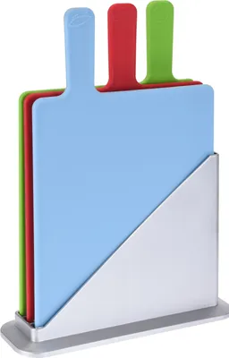 Zdjęcie produktu dla Excellent Houseware zestaw desek do krojenia ze stojakiem, plastikowy, 29x20 cm, multicolor
