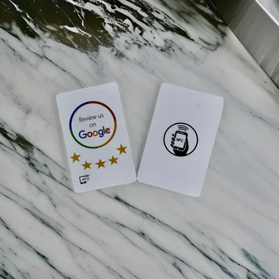Produktbild von 2 Stk. Google Review NFC-Karten für die schnelle Bewertung Ihres Geschäfts durch Ihre Kunden - ein Muss für jeden Geschäftsinhaber ?!