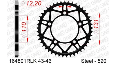 Produktbild von Racing Stahl-Kettenrad AFAM 520 - 44Z (Schwarz) 164801RLK-44| ID 110 LK 131 5-Loch