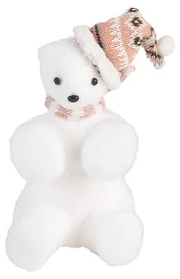 Image de Clayre & Eef Figurine de décoration Ours 11x11x18 cm Blanc Synthétique