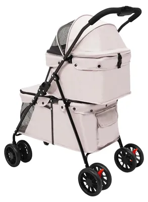 Produktbild von Faltbarer Hundebuggy - Leichtes Modell - 4 Räder mit Bremsen - Robustes, zweilagiges Design - Für mittelgroße Hunde bis 20 kg - Grau