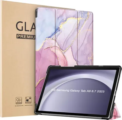 Produktbild von Schutzhülle + 2x 9H Display Glas für Samsung Galaxy Tab A11 2025 8.7 Zoll Cover Case Schutz Tablet Farbe: Glitzernder Marmor