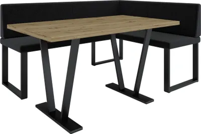 Produktbild von Eckbank AKIKO METAL mit Tisch 168x128 rechts - Eckbankgruppe f r Ihrem Esszimmer, K che modern, Sitzecke, Essecke. Perfekt f r K che, B ro und Rezeption