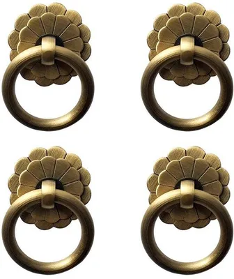 Immagine prodotto di Anello in ottone antico per maniglie - Ferramenta vintage per mobili - 4 pezzi - Rame antico
