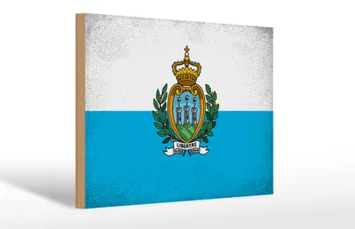 Produktbild von Holzschild Flagge San Marino 30x20cm San Marino Vintage