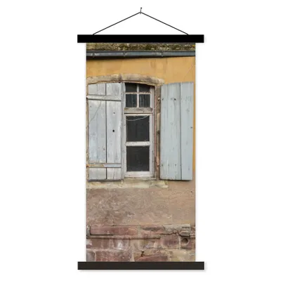 Produktbild von MuchoWow® Textilposter Altes Fenster mit alten Fensterläden 40x80 cm mit schwarzem Rahmen - Wandemalerei