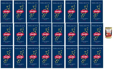 Produktbild von Barilla Midolline N.24 – 24×500 g Suppenpasta aus Hartweizengrieß, feinkörnig für Brühen & Minestrone, al dente in 10 Min., authentisch italienisch + Italian Gourmet polpa