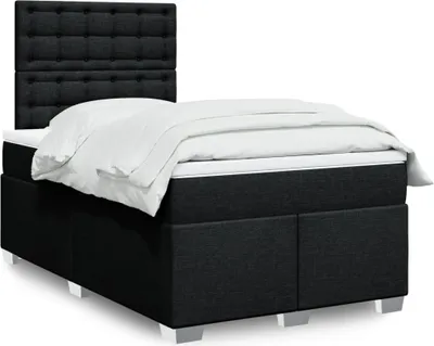 Produktbild von Design Boxspringbett mit Matratze Schwarz 120x190 cm Stoff, Klassische Betten 2024 Neu