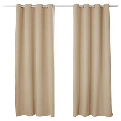 Produktbild von WOLTU 2er Set Gardinen mit Ösen, Verdunklungsvorhang für Wohnzimmer Schlafzimmer, Blickdicht, gegen Kälte und Hitze, 250g/m² Dicke, Champagne