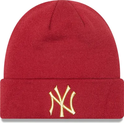 Image de Casquette homme NEW ERA MLB League essential Cuff knit Metallic logo NY Yankees Red - UNI