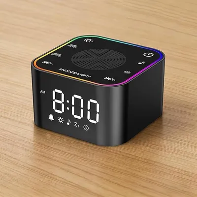 Produktbild von Digitaler Wecker mit Weißem Rauschen & RGB-Nachtlicht, 30 Schlafsounds, großer LED-Display, 7 Wecktöne, Snooze, Timer, USB-C