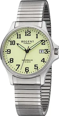 Produktbild von Regent Herren Uhr Edelstahl Armbanduhr Metallarmband Analog silber D2URF1348