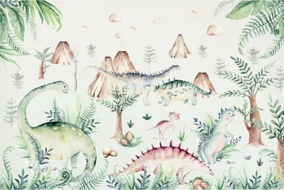 Obrázek produktu pro Dinosaurus netkaná tapeta na zeď tapeta do dětského pokoje včetně pasty - rozměr 450 x 300 cm