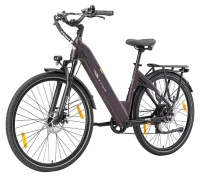 Image de Vélo électrique pour adultes - Vélo électrique de ville - Moteur 250 W - Batterie 36 V 20 Ah - Autonomie jusqu'à 120 km - Vitesse maximale 25 km/h - Roues de 71 cm - Freins à disque - Violet