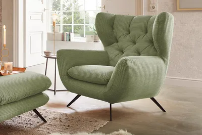 Produktbild von KAWOLA Sessel CHARME Hochlehnsessel Cord olivgrün