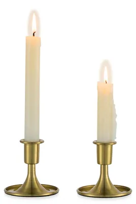 Productafbeelding van Set van 2 Gouden Kaarsenhouders van Messing voor Decoratie