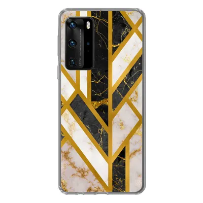 Produktbild von MuchoWow® Handyhülle Schutzhülle Hülle für Huawei P40 Pro Marmor - Gold - Glitzer - Luxus Silikon Softcase Handy Hülle - Schutz