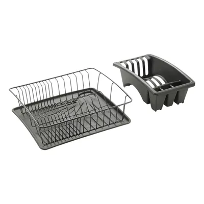 Produktbild von METALTEX 325526000 Aquatex Plus Lava Spülkorb mit Schale und Bestecksammler 35 x 30 x 12 cm TouchTherm, matt schwarz / Geschirrkorb / Abtropfgestell