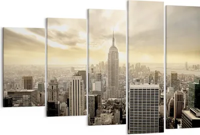 Produktbild von Bild auf Leinwand - Leinwandbild - Stadt Wolkenkratzer Manhattan New York - 150x100cm - Wand Bild - Wanddeko - Leinwanddruck - Bilder - Kunstdruck - Leinwand bilder - Wandkunst - EG150x100-2630