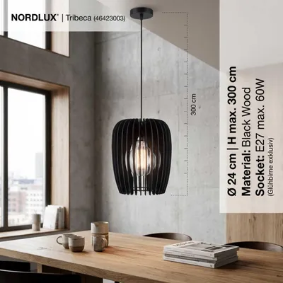 Produktbild von Hängeleuchte Nordlux Tribeca 24 Schwarz Holz Pendellampe