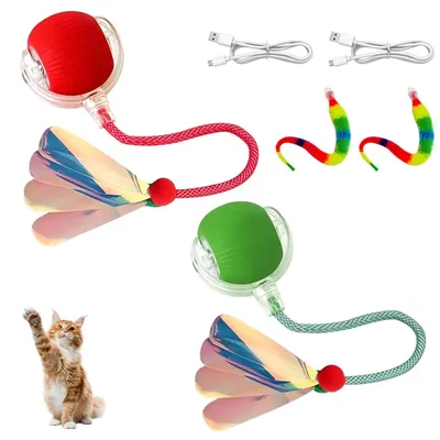 2 elektrische Katzenspielzeuge, Katzenball mit Wechselschwanz