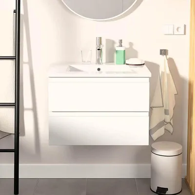 Produktbild von Einzelwaschtisch-Set 60 cm mit Keramikplatte und Chromhahn SORRENTO