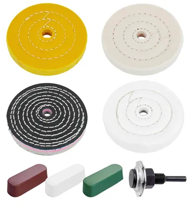 Polierscheiben-Set 100 mm, 8-tlg. mit 3 Polierpasten
