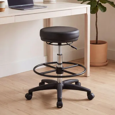 Produktbild von FineBuy Arbeitshocker ROLAND Schwarz Rund Sitzhocker Rollen gebremst Arbeitsstuhl 120KG Hocker höhenverstellbar
