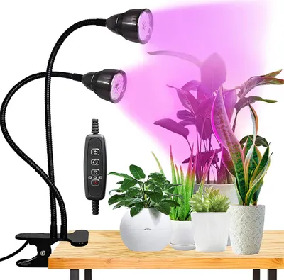 Produktbild von LED Pflanzenlampe Full Spectrum Pflanzenlicht 2 Köpfe 3 Beleuchtungsmodi Zimmerpflanzen Wachstumslampe
