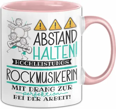 Produktbild von Rockmusikerin Tasse Geschenk Lustig Abstand Halten Hochleistungs-Rockmusikerin Mit Drang Zur Perfektion Bei Der Arbeit (Rosa)