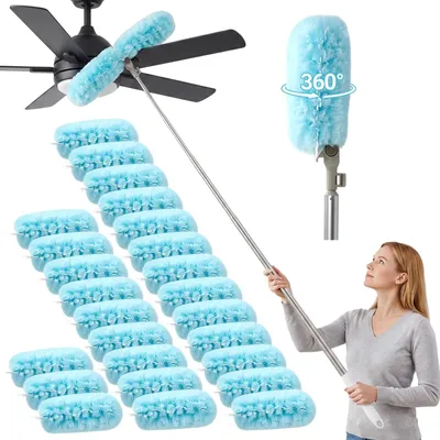 Staubwedel-Set mit Teleskopstange, 210 cm, 25 Tücher, 360°