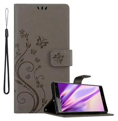 Image de Cadorabo Housse pour Sony Xperia XZ2 Housse de protection en gris Housse pour portable Etui Case Fleurs Flower