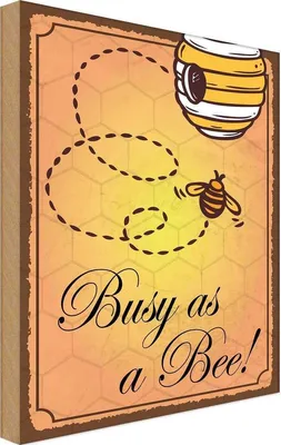 Produktbild von vianmo Holzschild 18x12 cm Busy as a bee Biene Honig Imkerei Spruch Zitat