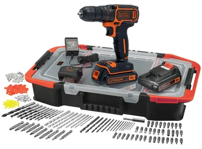 Obrázok produktu pre Lítiová akumulátorová vŕtačka BLACK & DECKER 18 V - 2 x 1,5 Ah batérie - Box so 160 kusmi príslušenstva -BDCDC18BAST