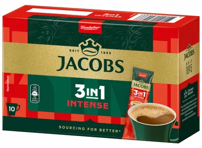 Obrázek produktu pro Jacobs 3in1 Intense rozpustná káva, instantní káva, rozpustná zrnková káva, 6 x 10 tyčinek
