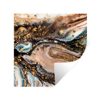 Obrázok produktu pre MuchoWow® Nálepka na stenu - Mramorový vzhľad - Zlatá - Čierna - Trblietavá - Elegantná - 50x50cm - Samolepiaca a polohovateľná