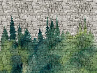 Produktbild von Fototapete Vlies 38245-1 The Wall Steinwand Aquarell Wald 7-tlg. 371 x 280 cm