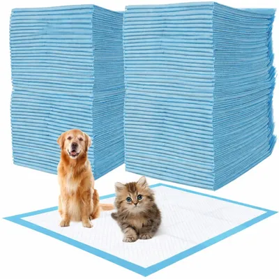 Produktbild von 200 Stück Trainingsunterlagen 90 x 60 cm für Hunde Welpen Katzen Welpenunterlagen Hygieneunterlagen für Haustiere Trainingspads 5-lagig Saugfähig