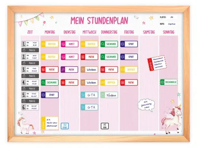 Productafbeelding van Magnetische weekplanner Eenhoorn - Weekplanner met 90 magneten en een stift