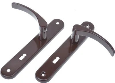 Immagine prodotto di Set di maniglie a leva Aqbau® piastra lunga marrone | maniglia a leva | maniglia per porta | maniglia per porta | ferramenta per porta VL (BB Buntbart)