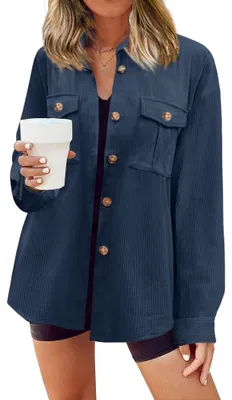 Produktbild von Damen Corduroy Jacke - Oversized Casual Hemdjacke