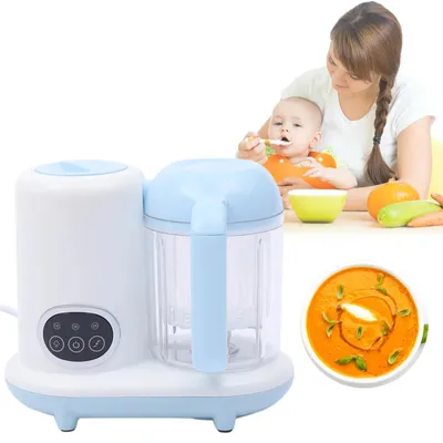 Produktbild von Babynahrungszubereiter - Dampfgarer und Mixer - 300 W - 2 Klingen - 250 ml - 220 V EU-Stecker - PP & 304 Edelstahl