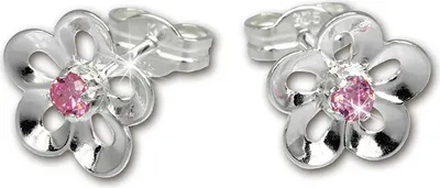 Produktbild von SilberDream Ohrstecker Damen Silber rosa Seerose Zirkonia Ohrringe 8mm SDO545A