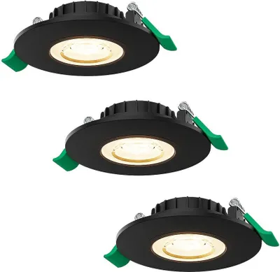 Image de HOFTRONIC - Spot LED encastrable dimmable 6W 570lm IP44 Noir 3 pièces