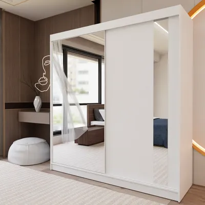 Kleiderschrank mit Spiegel und Schiebetüren – 200 cm
Breite: 200 cm
Höhe: 216 cm
Tiefe: 61 cm