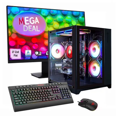 GAMEMAX Gaming-PC MegaDeal Infinity Mini BK Komplett SET 2699 7796 Ryzen 7 5700X 16GB RAM 1TB SSD RTX 5060Ti (16GB) Windows 11 + MSI 24" LED-Monitor
