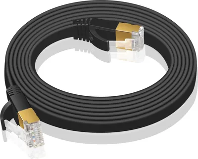 Produktbild von VERCO 30m CAT 7 Netzwerkkabel Patchkabel Flachkabel RJ45 PC LAN Kabel Ethernet Flach Schwarz