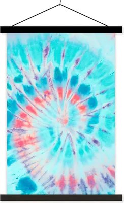 Produktbild von MuchoWow® Textilposter Sommer - Krawattenfärbung - Blau 40x60 cm mit schwarzem Rahmen - Wanddekorationen