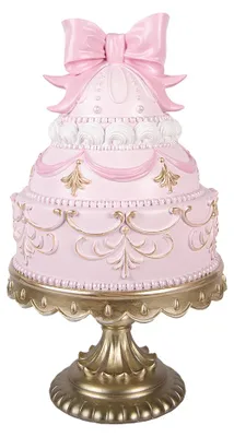 Immagine prodotto di Clayre & Eef Decorazione natalizia a forma di torta Ø 19x33 cm in plastica rosa