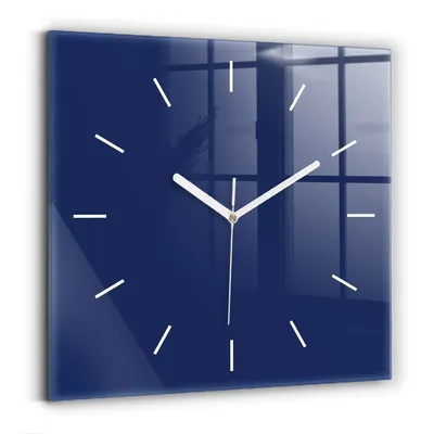 Produktbild von Wallfluent Wanduhr – Stilles Quarzuhrwerk - Uhr Dekoration Wohnzimmer Schlafzimmer Küche - Zifferblatt mit Striche - weiße Zeiger - 30x30 cm - Marineblau